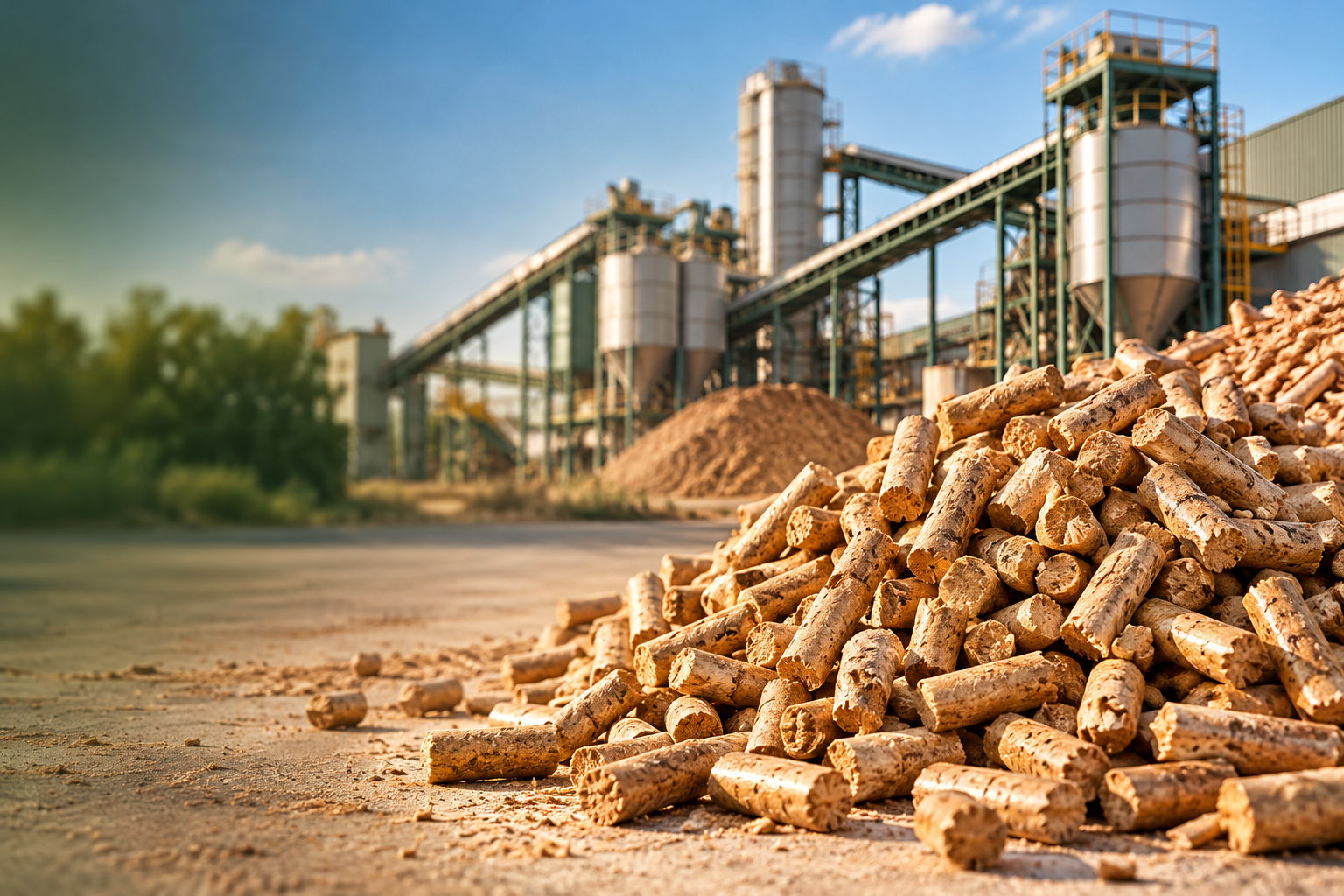 Close-up of 6 mm biomass pellets